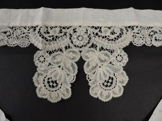 HAND MADE ANTIQUE 19TH C DUCHESS LACE COLLAR AND CUFF DRESS SET 2