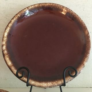 Set of 2 vintage Hull Pottery brown drip glaze 10.  25 - inch dinner plates 2