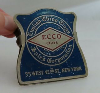 Ecco Clays Vintage Antique Advertising Metal Paper Clip - 81082