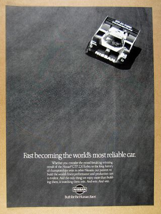 1989 Nissan Gtp Zx - Turbo Imsa Camel Gt Race Car Photo Vintage Print Ad