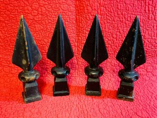 4 Rare Antique Pre - Civil War 8 " Cast Iron Fence Post Spear Finials Toppers Wow