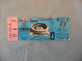 1971 World Series Ticket Stub Game 4 Pittsburgh Vs Baltimore - Tack Hole