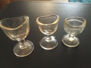 Vintage Clear Glass Eye Wash Cups (3)