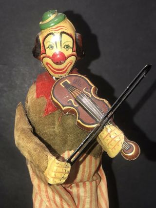 Mechanical Happy The Violinist Clown Antique Wind Up Toy Tps Occupied Japan Work