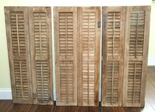 6 Panels Antique/vintage Interior Wood Shutters Louvered,  Rustic Weathered 34 " H
