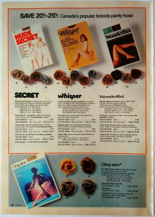 1982 Vintage Paper Print Ad Wonderbra Secret Whisper Cling - Alon Panty Hose Tight