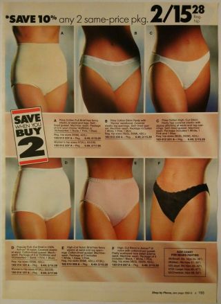 1991 Vintage Paper Print Ad Cotton Brief Bikini Bra Panty Lingerie Underwear