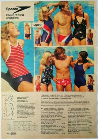 1980 Vintage Paper Print Ad Speedo Choice Of World Champions Swimsuit Men Women