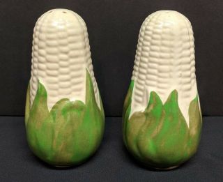 Vintage Shawnee Pottery Corn King Salt & Pepper Shakers Pair 5 1/4 " T W/stoppers
