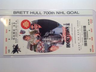Brett Hull 700th Goal Game Ticket Stub {{free Shipping}}