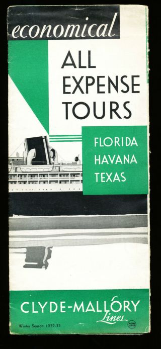 1932 Clyde - Mallory Lines Brochure - All Expense Tours Florida/havana/texas