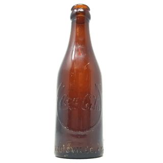 Antique Straight Sided Arrow Cocacola Bottle Louisville Kentucky Amber Glass