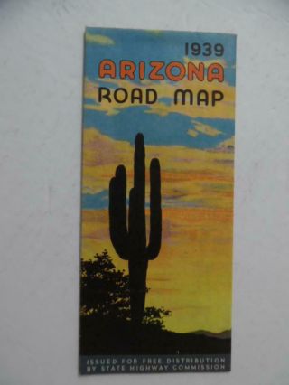 1939 Arizona Road Map Official State Highway Department Vintage