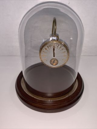 Antique Sundial Robbins Co.  Pocket Sun Dial Watch Compass W/ Glass Display Dome