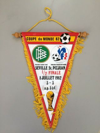Allemagne France Fanion Vintage Coupe Du Monde 1982 Pennant Wimpel Football