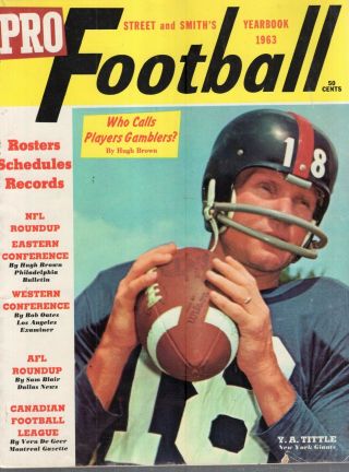 1963 Street & Smith Pro Football Yearbook - Y.  A.  Tittle - York Giants Cover