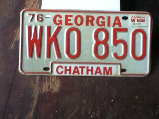 License Plate Tag Vintage Georgia Ga 1976 Wko 850 Chatham Rustic Usa
