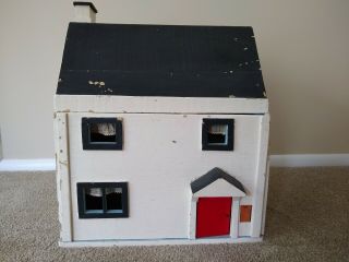 Vintage Wooden 3 Story Doll House Circa 1940s 17 " W X 15 " D X 18 " H Handmade 6 Room