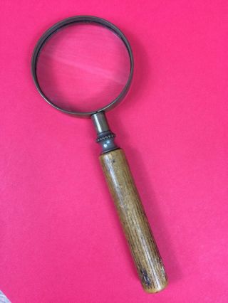 Vintage Antique Bausch & Lomb Reader Magnifying Glass 2 Inch Wood Handle U.  S.  A.