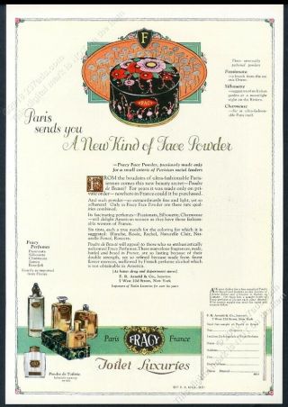 1925 Fracy Face Powder Box Art Perfume Photo Vintage Print Ad