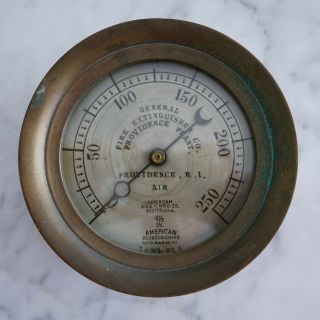 Antique Vintage Steam Pressure Gauge Asg & V Co.  All Brass Housing 5 - 1/2 " Dia.