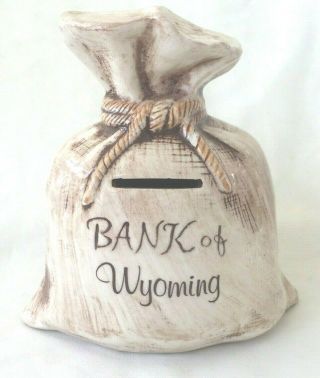 Vintage Treasure Craft Bank Of Wyoming Ceramic Coin Piggy Bank Rare Made In Usa