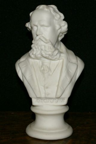 Parian Ware White Porcelain 5 " Bust Of Charles Dickens Author Christmas Carol