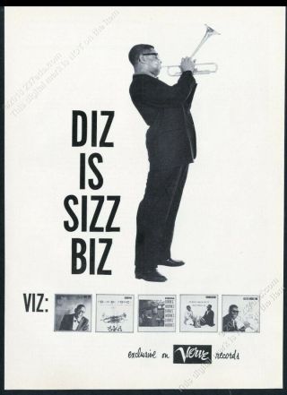 1960 Dizzy Gillespie Classic Photo Verve Records Vintage Print Ad