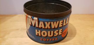 Vintage Maxwell House Regular Grind Key Wind 1 Pound Coffee Tin
