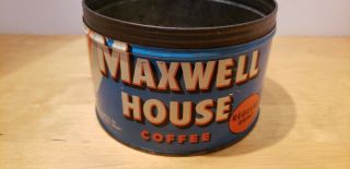 Vintage Maxwell House Regular Grind Key Wind 1 Pound Coffee Tin 3