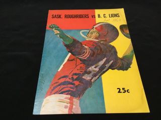 1962 Cfl Official Program Roughriders Vs Bc Lions