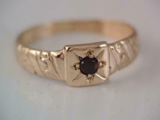 Antique Victorian 10k Rose Gold Red Stone Childs / Baby Ring