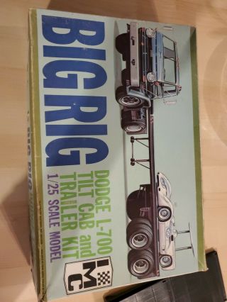 Vintage Imc Big Rig Dodge L - 700 Tilt Cab And Trailer Truck Model Kit,  Unbuilt.