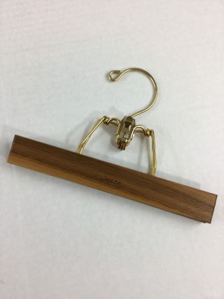 Vintage Sears Wooden Hanger With Metal Clasp Hook Logo Brass