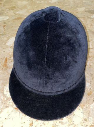 Vintage Equestrian Safety Crown Black Velvet Hard Hat Riding Helmet