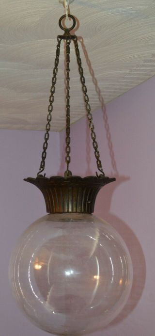Vintage Antique Industrial Hanging Cast Iron Light Fixture