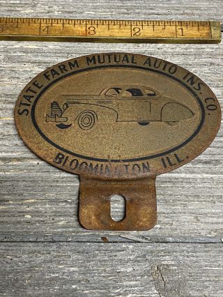 Vintage State Farm Mutual Auto Insurance License Plate Topper Rustic Beauty