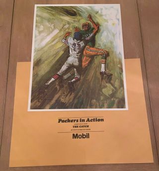 Vintage 1965 - 66 Green Bay Packers In Action Print - The Catch - Mobil Oil 5