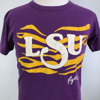 Vtg Lsu Tigers Football Purple Single Stitch Usa Made Sec T Shirt Sz M