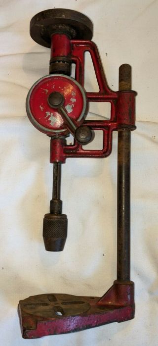 Antique Vintage Cast Iron Table Top Hand Crank Small Drill Press 550