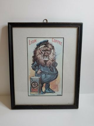 Antique Art Poster Litho Print Advertisement For Lion Coffee,  Woolson Spice Comp