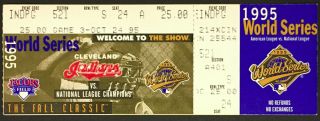 1995 World Series Game 3 Ticket Jacobs Field Cleveland Indians Vs Atlanta Braves