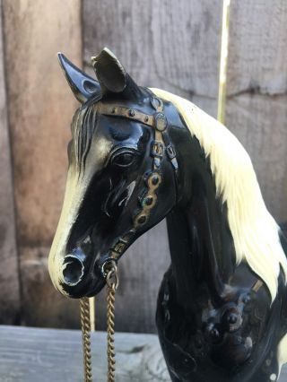 Vintage USA Black & White Painted Horse with Chain Reins 3