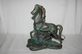 Vintage Mid Century Modern Figural Ceramic Horse Table Tv Mantle Lamp Light