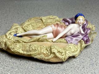 Antique 1920’s Flapper Girl Bathing Beauty Figurine Germany On Pillow