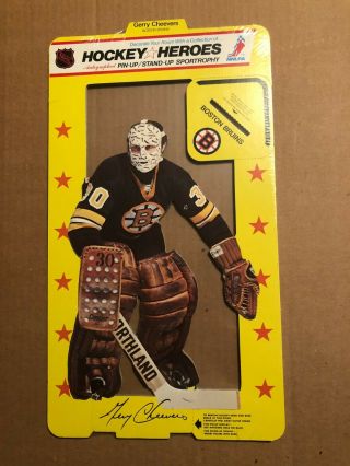 1975 Hockey Heroes Autographed Stand - Up/stick - Up Lrg: 30 Gerry Cheevers Boston