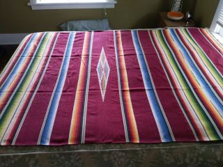 Antique Very Fine Woven Mexican Saltillo Serape Wool Rug Blanket Wall Hanging