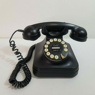 Pottery Barn Grand Phone Vintage Style Corded Desktop Pushbutton Telephone Black