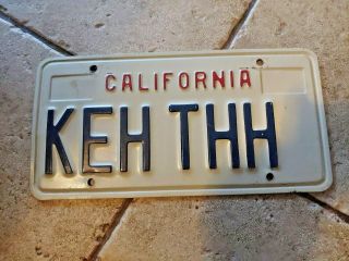 1980s California License Plate Kehthh (keith) Dmv Cleared And Can Be.
