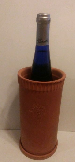 Vintage Terra Cotta Wine Cooler Made In Italy - With Coaster